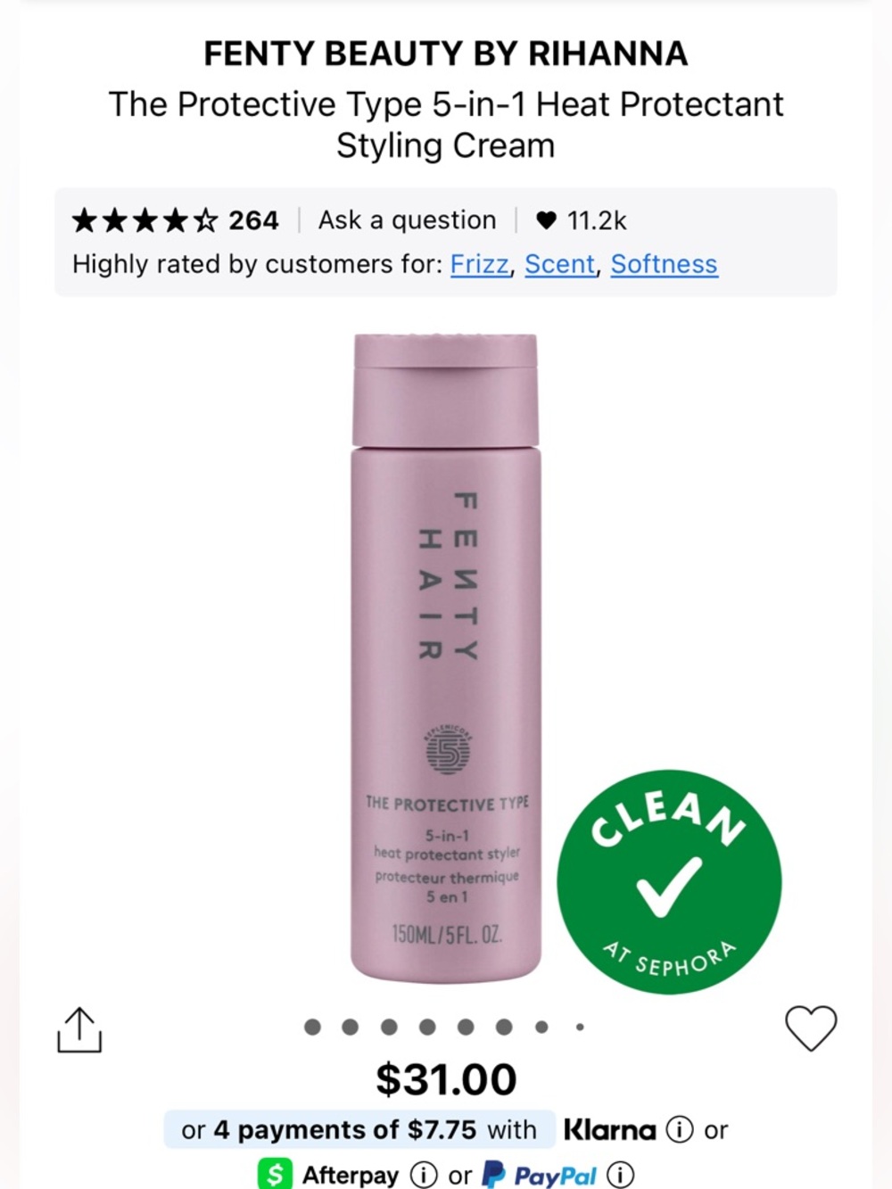 Fenty Hair The Protective Type 5-in-1 Heat Protectant Styling Cream ✨✨✨